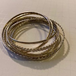 Set of Ten Connected Silver toned bracelets of various designs